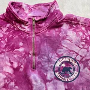 Bearizona Wildlife Park Sweatshirt Mens XL Purple Tie Dye 1/4 Zip Comfort Colors